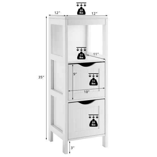 Costway Bathroom Floor Cabinet Freestanding Side Storage Organizer w/2 Removable Drawers {4}