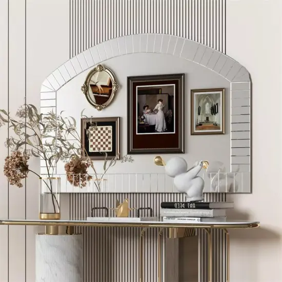 Large Beveled Edge Bathroom Vanity Mirror Arched Wall Decor Hall Entryway Mirror {5}