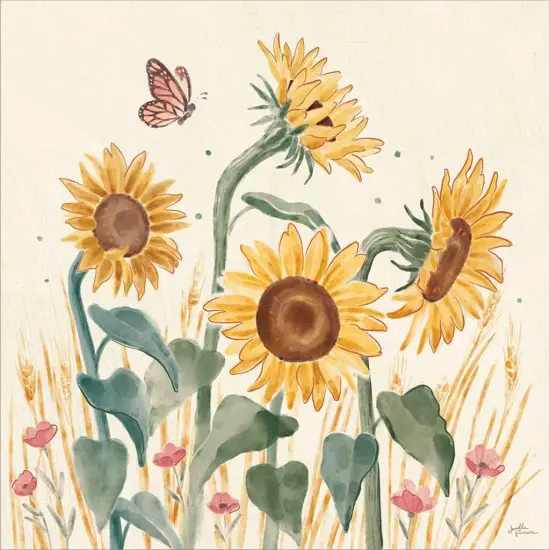 Sunflower Season II Bright by Janelle Penner 12" x 12" Canvas Wall Art {2}