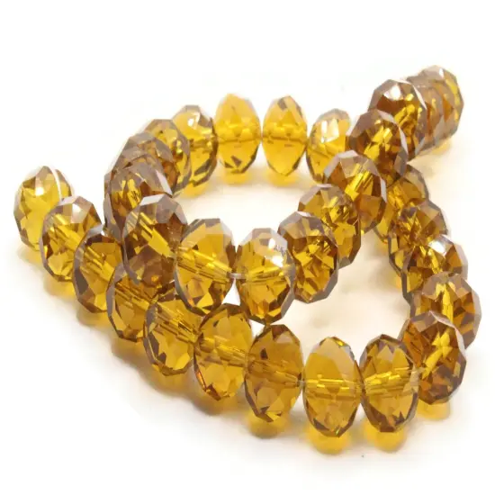 34 12mm Clear Brown Faceted Rondelle Glass Beads {4}