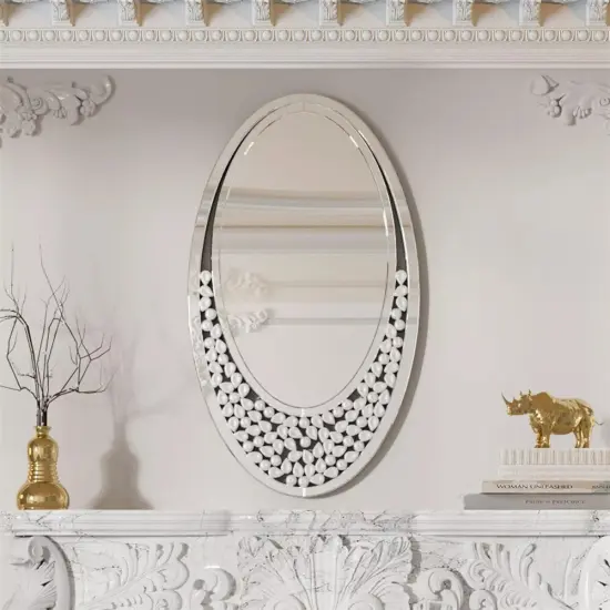 Modern Sparkle bling Wall Mirrors tear-drop Decorative Silver Accent Mirror Oval {4}