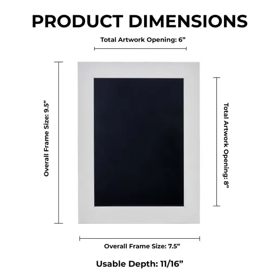 Classic White Wood Shadown Box Frame with Acrylic Front - Black Suede Backing, 30 Sizes {1}