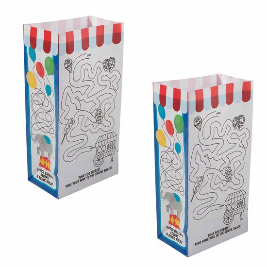 Medium Carnival Activity Paper Treat Bags 5" x 3 1/4" x 10" {5}