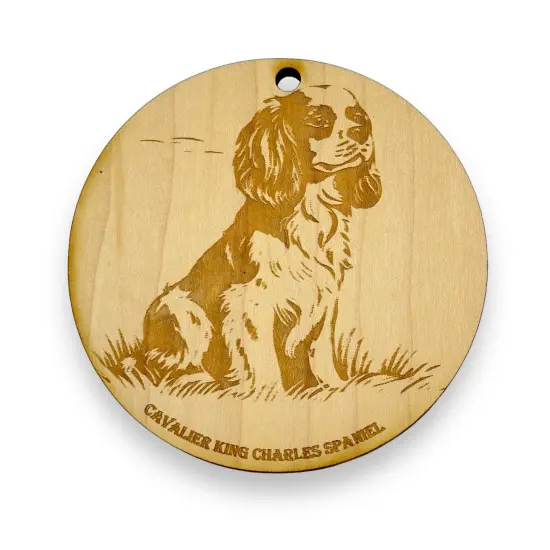 Ornament - Cavalier King Charles Spaniel Dog Raw Wood {1}