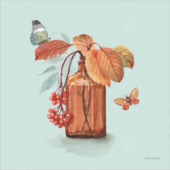 Autumn in Nature 03 on Aqua by Lisa Audit 13.25" x 13.25" Framed Wall Art {2}