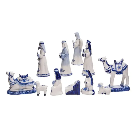 Porcelain Delft Nativity Set with 11 Pieces {5}