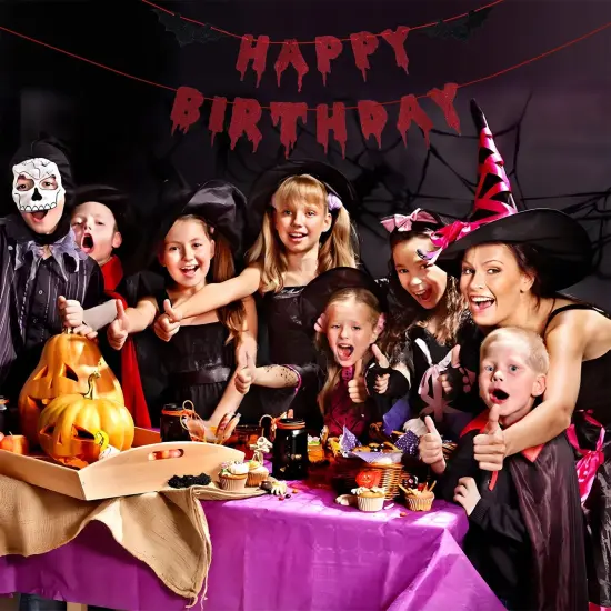 Halloween Hanging Paper Garland Bunting Banner Bloody Bat Vampire Decorations, Photo Backdrop for Wall Home Mantle Office Wall Scary Party Supplies {3}