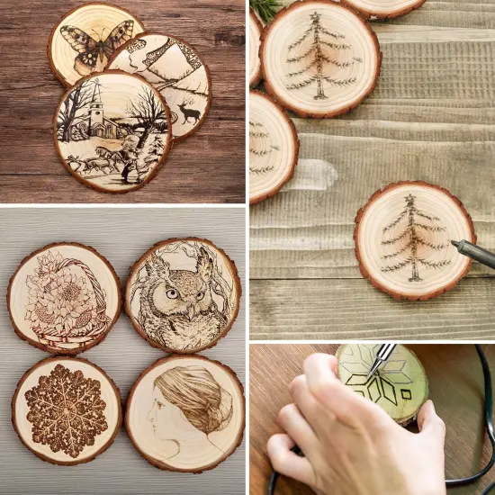 20 Pieces Unfinished Natural Wood Slices with Bark - 3.5-4 inch Wood Craft kit, DIY Kids Arts and Crafts Coasters Christmas Ornaments Rustic Wedding Decorations {5}