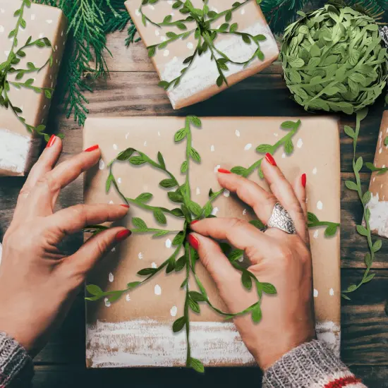 Hecaty 264ft Leaf Ribbon, Artificial Eucalyptus Garland Rattan Leaf String, Decorative Jungle Plant Green, Suitable for Baby Shower Home Wedding Party Balloon Garland DIY Craft {4}