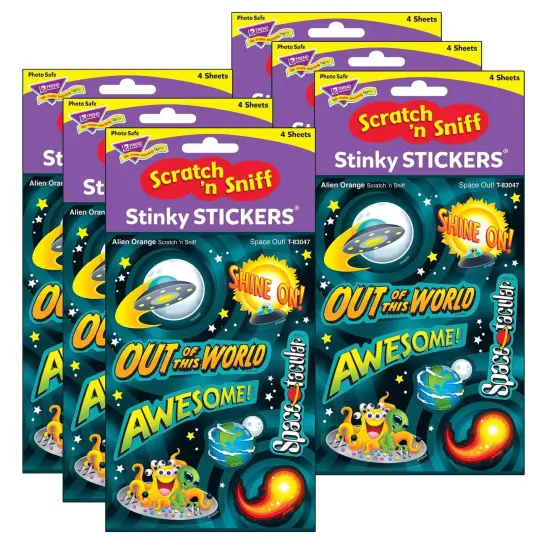 Space Out!/Alien Orange Mixed Shapes Stinky Stickers&reg;, 32 Per Pack, 6 Packs {1}