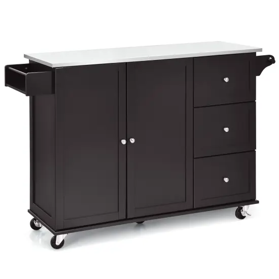 Costway Kitchen Island 2-Door Storage Cabinet Stainless Steel Top w/ Drawers {8}