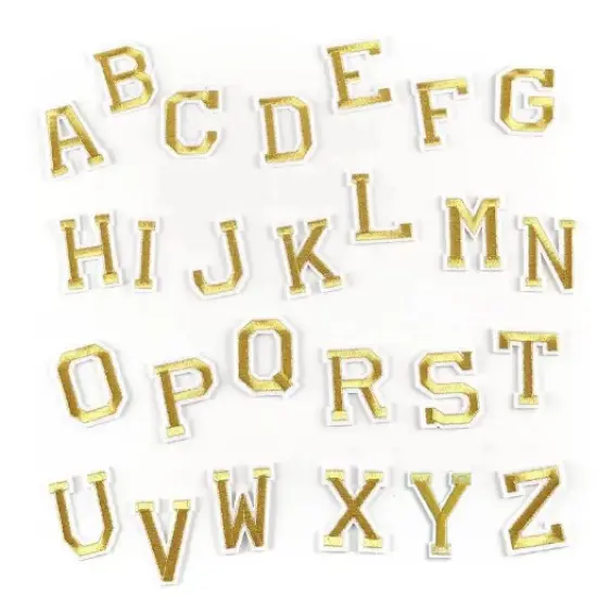 26 English letters patch stickers s A-Gold with white trim. {1}