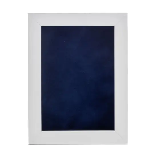 Classic White Wood Shadown Box Frame with Acrylic Front - Navy Blue Suede Backing, 30 Sizes {4}