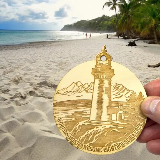 Ornament - Worlds most awesome Lighthouse Keeper Raw Wood {2}