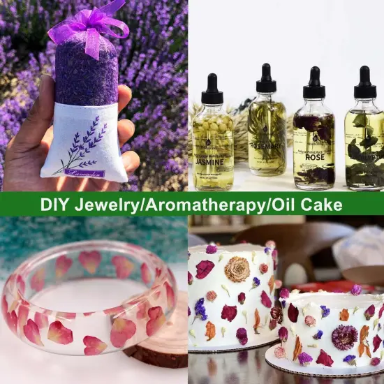 9 Bags Set Dried Flowers - Candle Making Soap Making DIY Natural Flowers-Lemon,Lily,Don't Forget Me,Lavender,Mint Leaf,Rose Petal, Red Rose,Globe Amaranth,Chrysanthemum. {3}