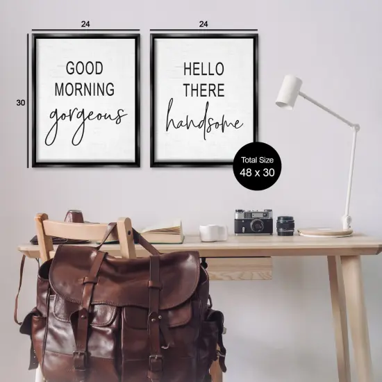 Stupell Industries Gorgeous & Handsome Romantic Greetings Framed Floater Canvas Wall Art Black Floater Frame {3}