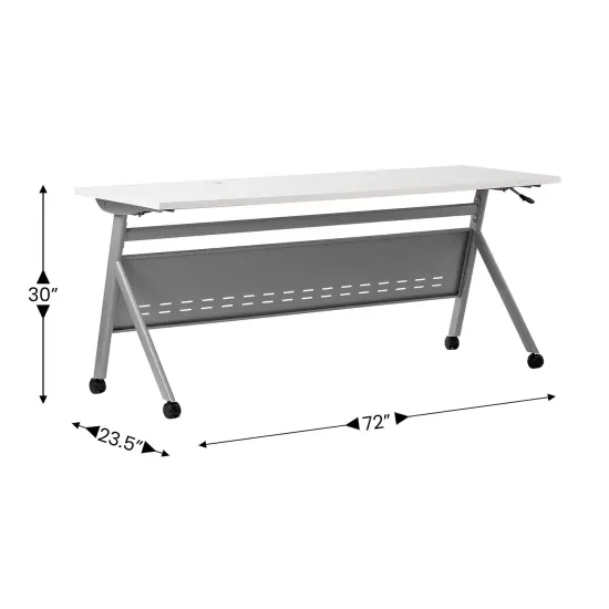 Emma and Oliver Griffin Heavy-Duty Flip Top Training Table with Nesting Design, Privacy Panel, Y-Legs, Tabletop, Metal Frame Gray Top/Gray Frame {10}