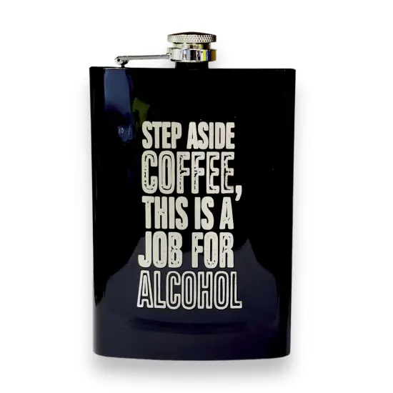 8oz Step Aside Coffee Black Flask {1}