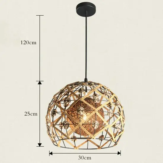 Vintage Style Natural Rattan Shade Ceiling Light Fixture Hanging Pendant Lamp {4}