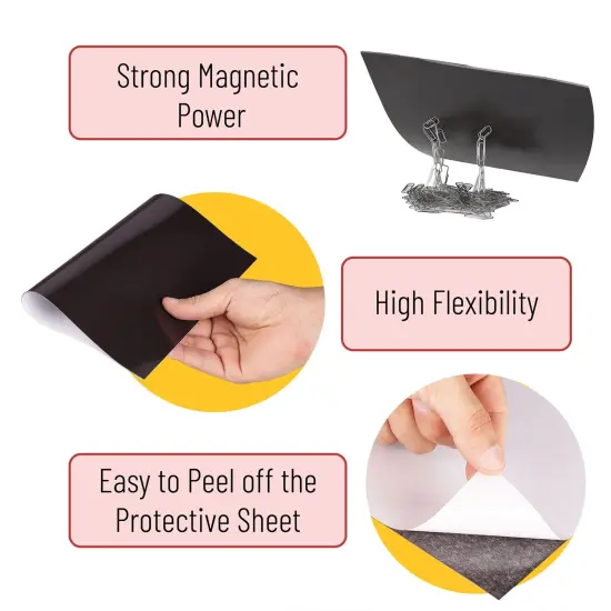 10 Pieces Adhesive Magnetic Sheets, 4" x 6", , with Adhesive Backing, Flexible Picture Magnets, Cuttable Magnetic Sheets. {6}