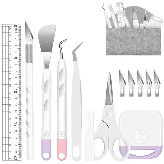 13 Pieces Vinyl Weeding Tools Stainless Steel Plotter Accessories HTV, Precision Carving Craft Hobby Knife Kit +1 Piece Storage Bag, Silhouettes, Cameos, DIY Art Work Cutting,Scrapbook {2}