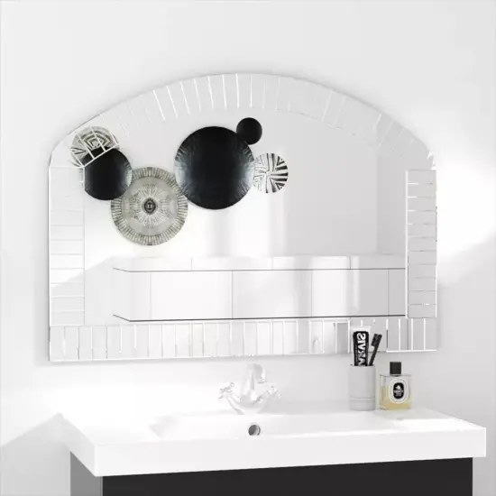 Large Beveled Edge Bathroom Vanity Mirror Arched Wall Decor Hall Entryway Mirror {3}