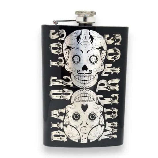 8oz BLACK Dia De Los Muertos Flask {1}