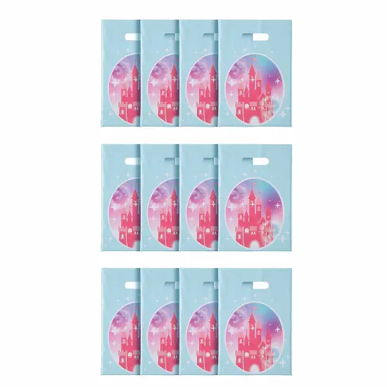 Pink Princess Party Castle Plastic Treat Bags 8 1/2" x 12" - 12 Pc {4}