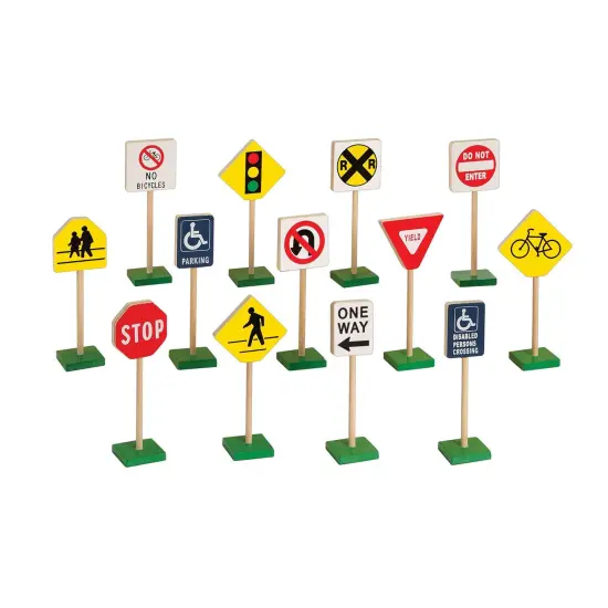 7" Block Play Traffic Signs, 13 Pieces {1}