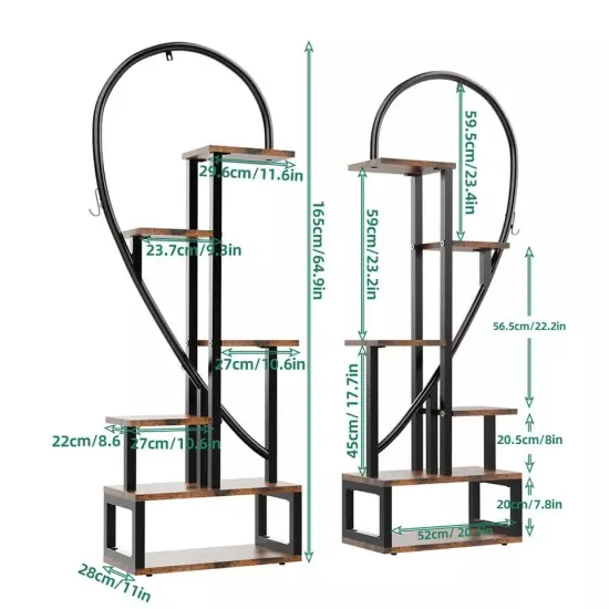"2 Pack Large Plant Stand Indoor Premium Half Heart Plant Shelf with Hanging Hook " {3}