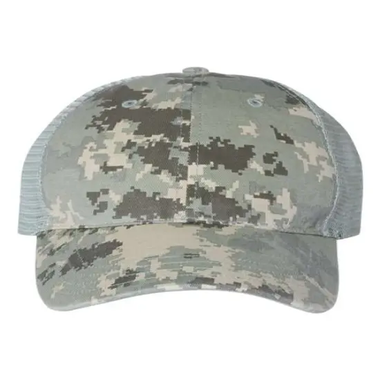 Richardson&reg; Garment Washed Printed Trucker Cap M D Camo/Light Green {1}