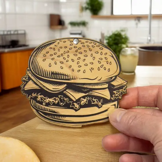 Ornament - Black - Hamburger {4}