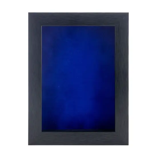 Elegant Charcoal Wood Shadow Box Frame with Acrylic Front - Royal Blue Suede Backing, 30 Sizes {4}