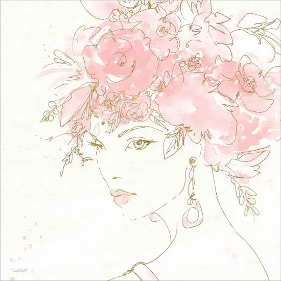 Floral Figures II Pink Gold Sq by Anne Tavoletti 12" x 12" Canvas Wall Art {2}