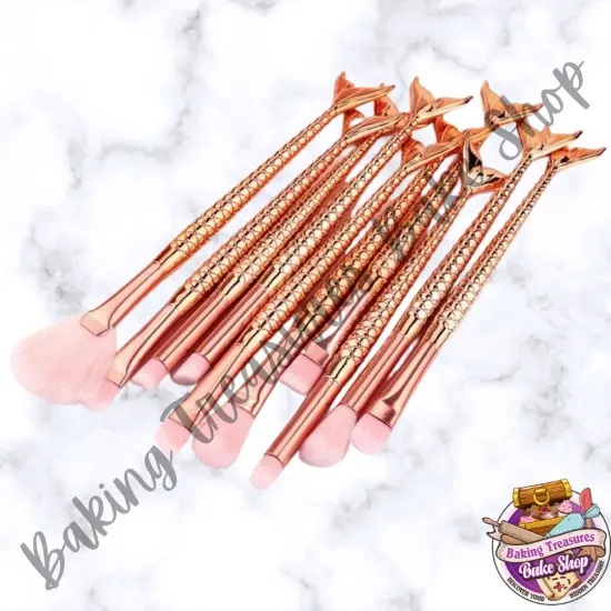 Rose GoldMermaid Brushes 10pc {1}