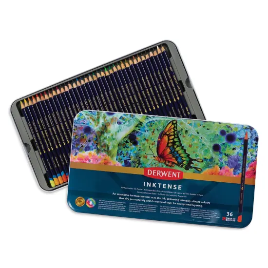 Derwent Inktense Pencils - Assorted Colors, Tin Box, Set of 36 {1}
