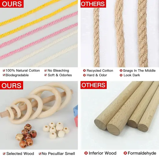 120 Pieces Macrame Kit, All in Macrame Supplies 3mm Macrame Cord,DIY Macrame Kit for Adults Beginners, Macrame beads with Wooden Rings and Wooden Sticks for Macrame Plant Hanger Kit {4}