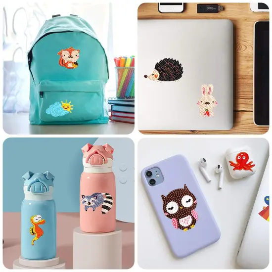 42 Pieces 5D Diamond Art Stickers Kits for Kids Boys and Girls Ages 6-8 10-12 Easy to DIY Creative Mosaic Sticker Craft by Numbers Kits for Kids and Adult Beginners (Animal) {1}