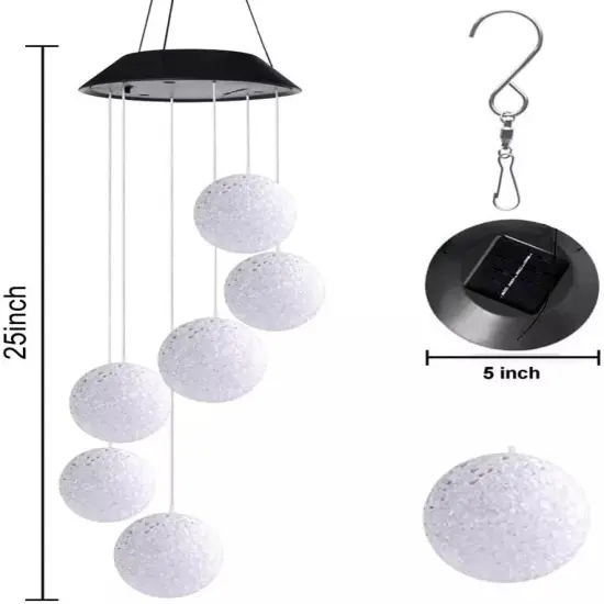 Solar Color Changing LED Ball Wind Chime Garden Yard Hanging Light Lamp Decor {2}