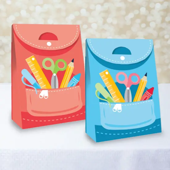 Big Dot of Happiness School Supplies - Kids Classroom Gift Favor Bags - Party Goodie Boxes - Set of 12 {3}