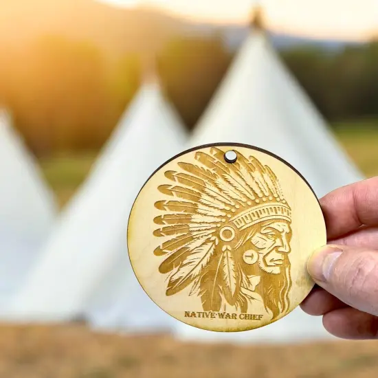 Ornament - Native War Chief Raw Wood {2}