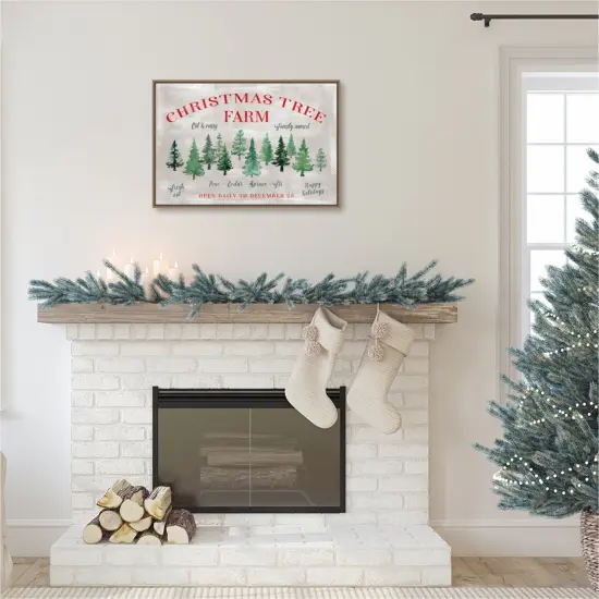 Christmas tree farm sign by Rosana Laiz Blursbyai Framed Canvas Wall Art {5}