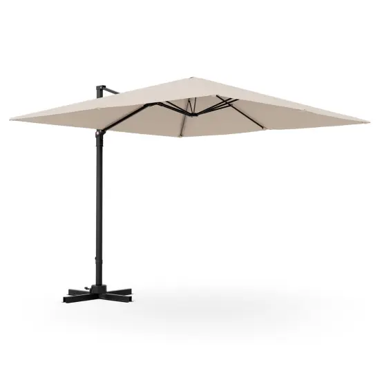 Costway Patio 9.5FT Square Cantilever Offset Hanging Umbrella 2-Tier 360&deg; Outdoor Beige/ Coffee/Navy/Gray {7}