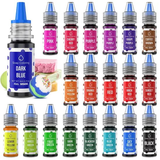 20 Pcs Bath Bomb Soap Dye - Liquid Based Soap Colorant, Food Grade Coloring, Skin Safe, Vibrant Neon Soap Coloring for Soap Making DIY, Bath Bomb Supplies Kits, Bath Salt Crafting, Slime Dye {2}