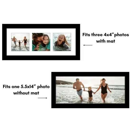 Americanflat 5.5x14 Collage Picture Frame - Fits Three 3x3 Photos or One 5.5x14 Photo {10}