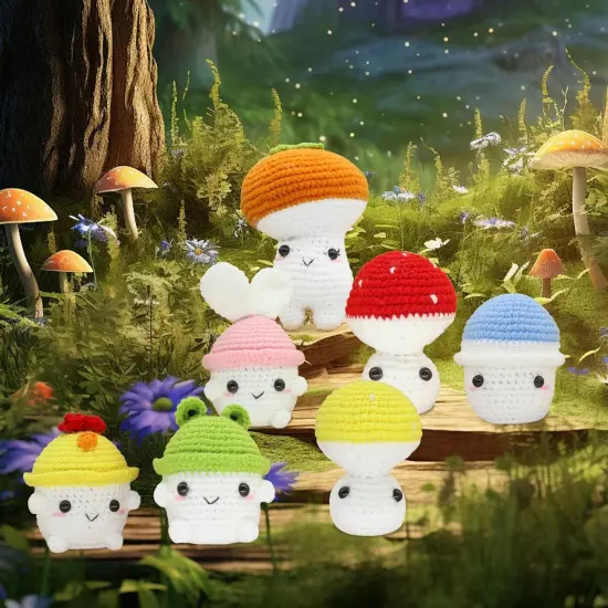 7 pcs Mushroom Crochet Kit for Beginners {5}