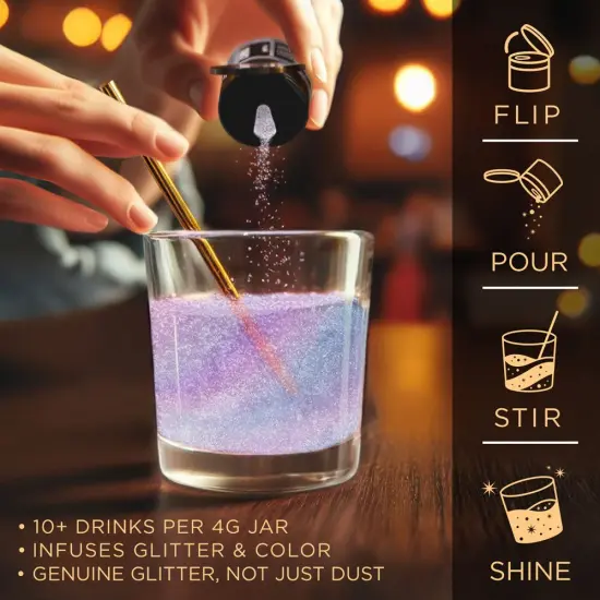 Brew Glitter - Purple Iridescent Edible Drink Glitter (4g, x1 Flip-Cap Jar) for Beer, Cocktails and Beverages {4}