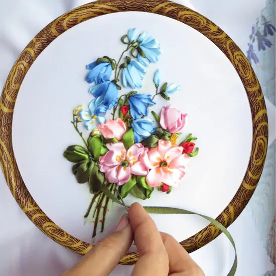 5Inch Round Embroidery Hoops - 5PCS 12CM Decorative Cross Stitch Display Frames, Embroidery Hoops Circle Imitation Wood Craft Sewing Tools {3}