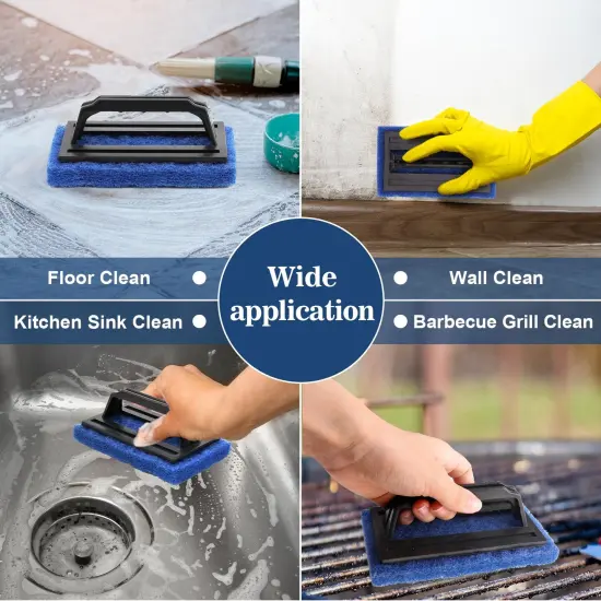 3 Pack Screen Printing Scrub Pad, Blue Scrub Cleaner Brush with Handle, Silkscreen Ink Remover for Reclaiming Mesh Frames {2}