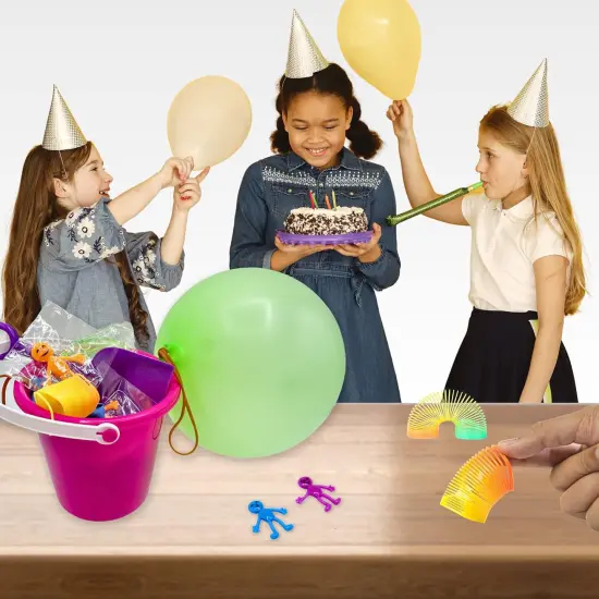 4E's Novelty 108 Pcs Prizes, 36 Of Each, Punch Balloons, Mini Coil Spring, Stretchy Bendable Man, Birthday Party Favor Sets for Kids, Sensory Fidget Treasure Chest Prize Box Toys for Classroom {3}